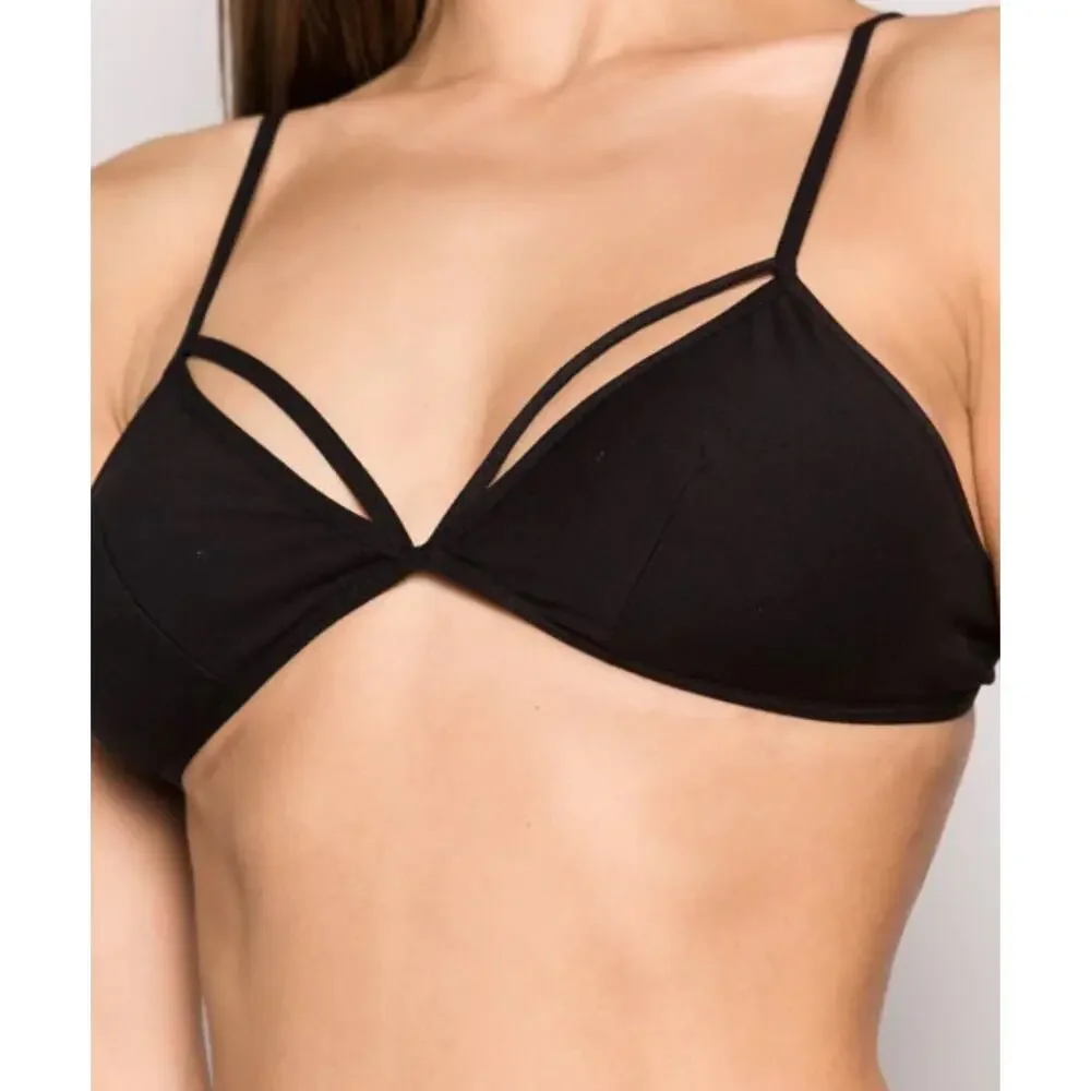 1 Anemone Sexy Strappy Bra Lingerie One Size Small‎ To Large, NOT PADDED, Black